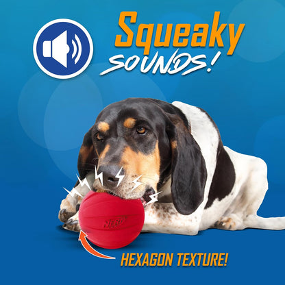 Nerf Dog Classic Squeak Ball Outdoor Dog Toys, 3.8 Inch Dog Ball Fetch Toy, Squeaking Toy for