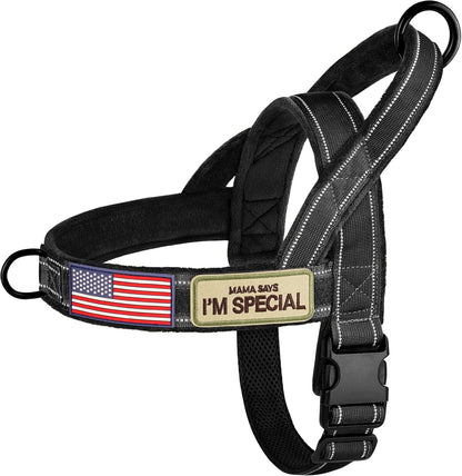 Forestpaw No Pull Dog Harness - Soft Flannel Padded Tactical Dog Vest Harness with Quick Release