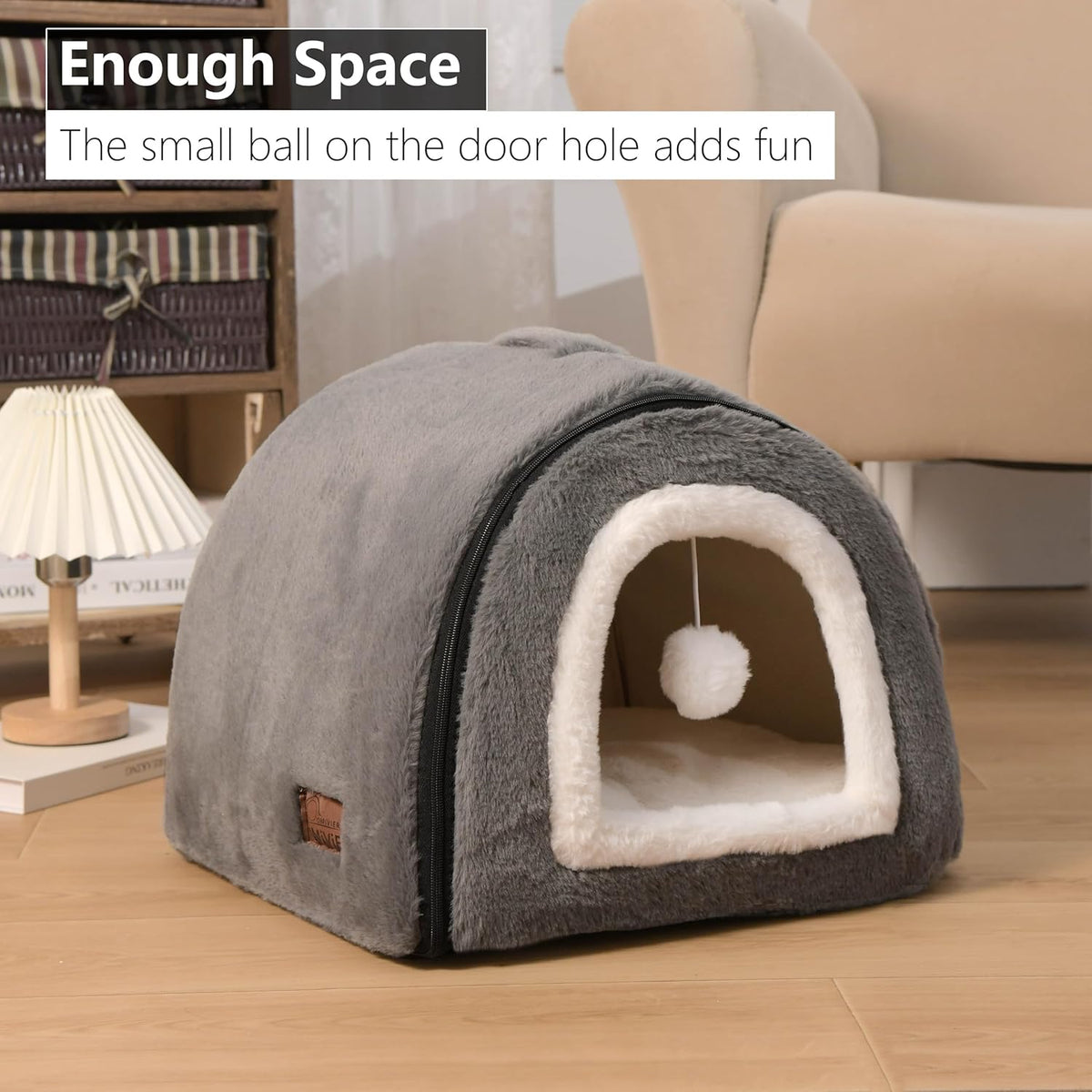 Cat Bed for Indoor Cats，Foldable cat cave，Anti-Slip & Water-Resistant Bottom，cat Houses for Indoor