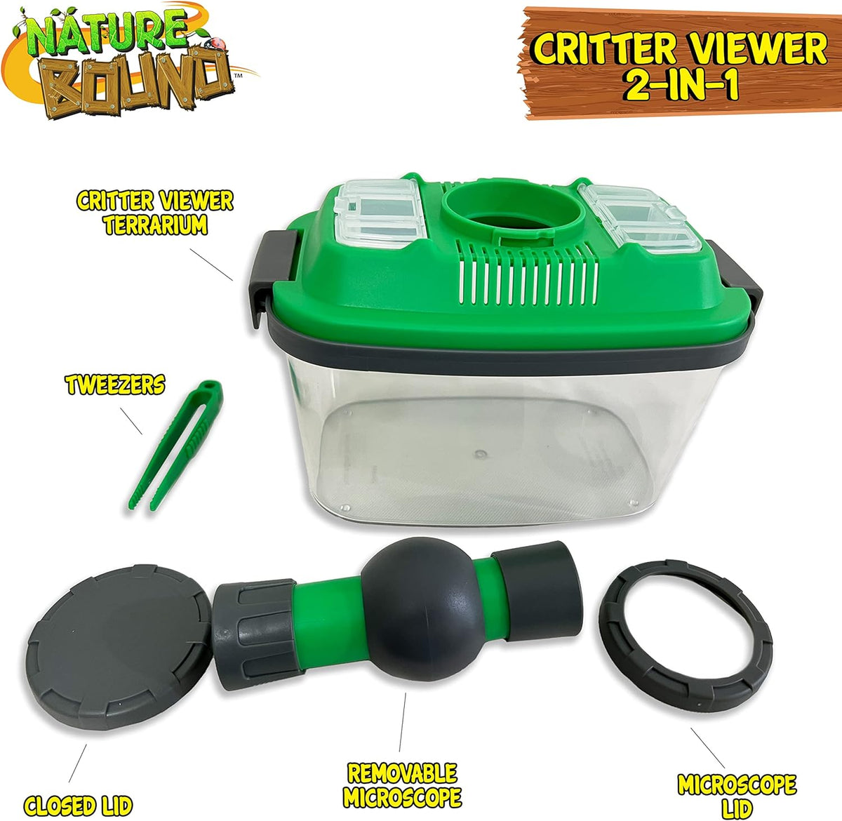 Nature Bound 2-in-1 Habitat with Microscope for Insects and Other Critters, Includes Lid and
