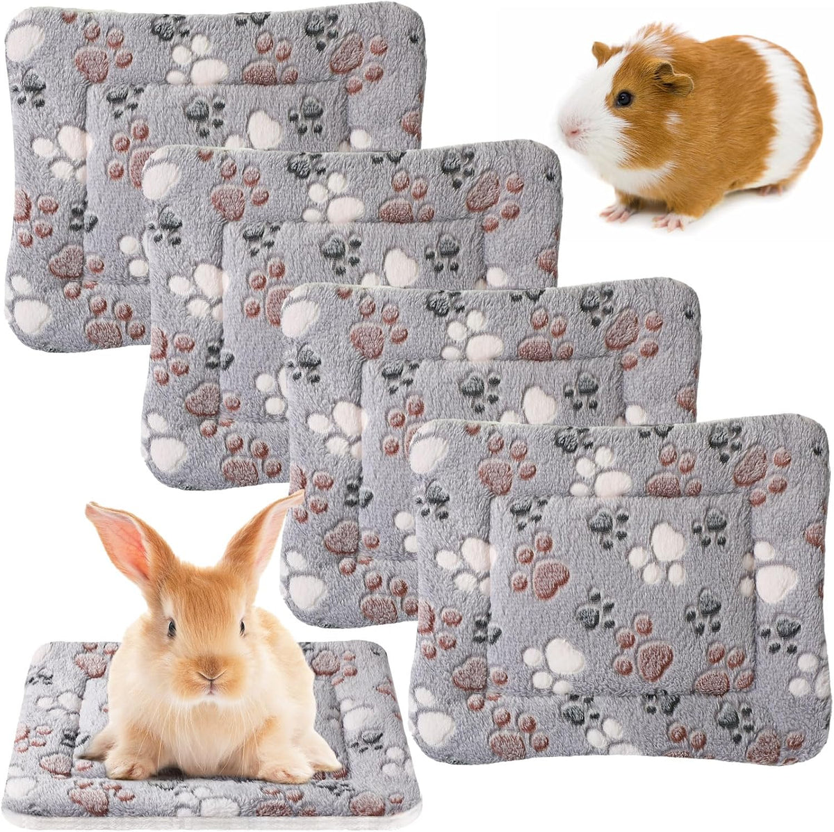 4 Pack Ultra Soft Dog Cat Bed Mat with Cute Prints Reversible Fleece Dog Crate Kennel Pad Cozy
