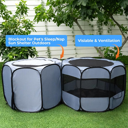 EighteenTek XLarge 2-in-1 Pop up Dog Playpen, Assembly-Free, with Leakproof Pet Pee Pads,Portable