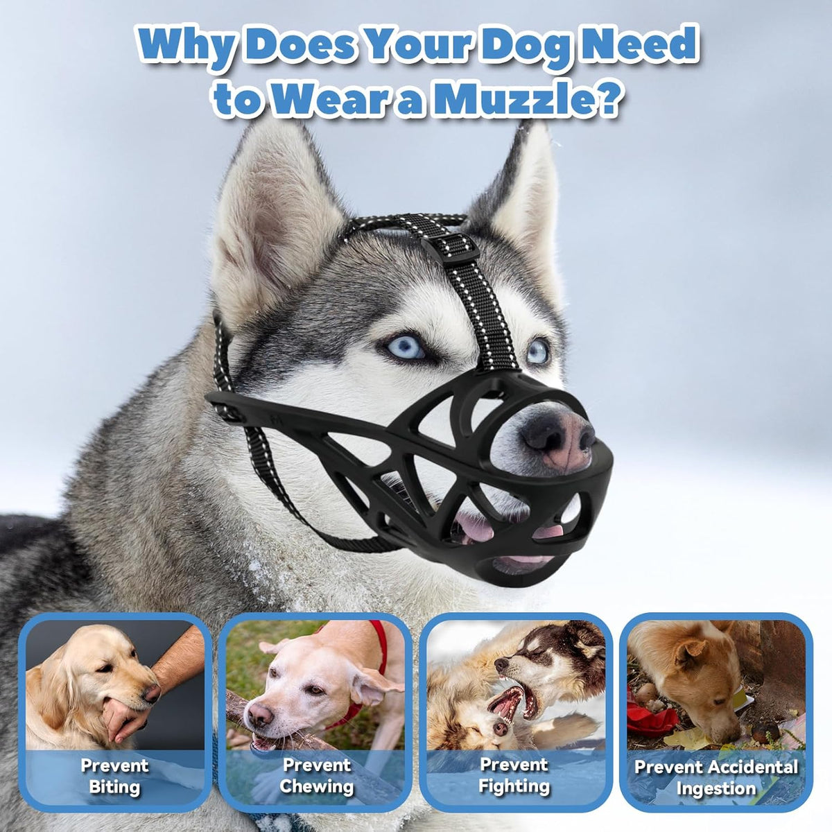 Dog Muzzle for Large Dogs, Medium and X-Large Aggressive Dog, Breathable Basket Muzzles, Suitable