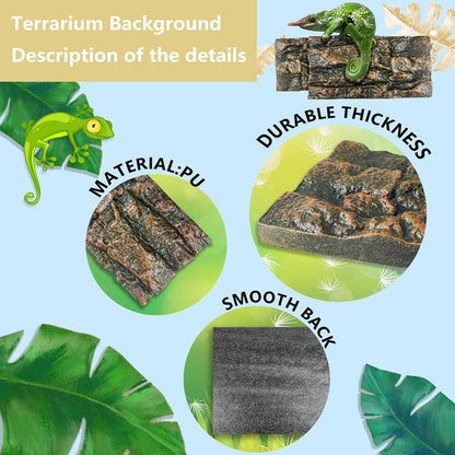 4pcs Rock Terrarium Background,3D Reptile Tank Background Board,Amphibian Stereo Backdrop