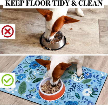 Dog Food Mats for Floors, Absorbent Dog Bowl Mat for Food and Water Dispenser Mat, Quick Dry Cat