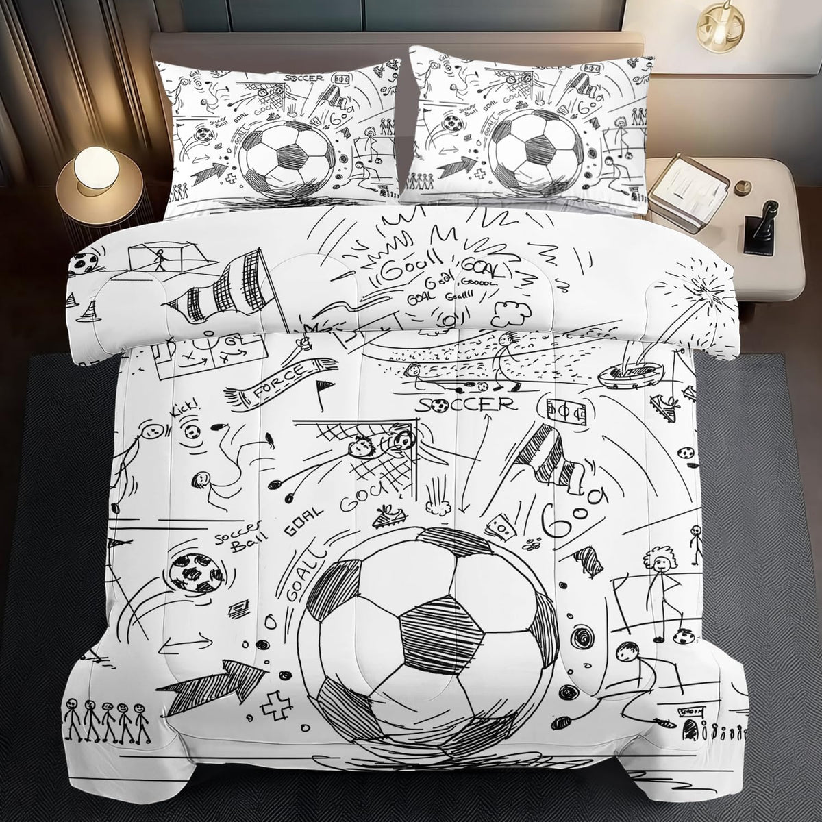 Football Sports Comforter Sets for Boys Queen,Soccer Comforter Sport Bedding for Boys Room,Gaming