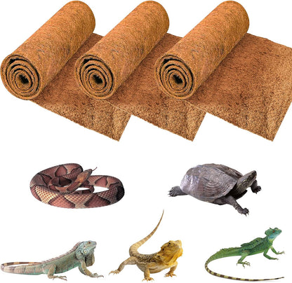 ZeeDix 3 Rolls Coconut Fiber Reptile Substrate Mat, 16 x 36 inches Natural Coco Mat Reptile Carpet
