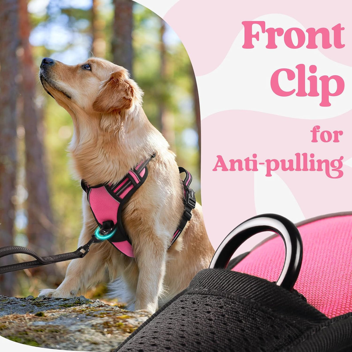 rabbitgoo Dog Harness for Large, No Pull Pet Harness with 3 Buckles, Adjustable Soft Padded Vest