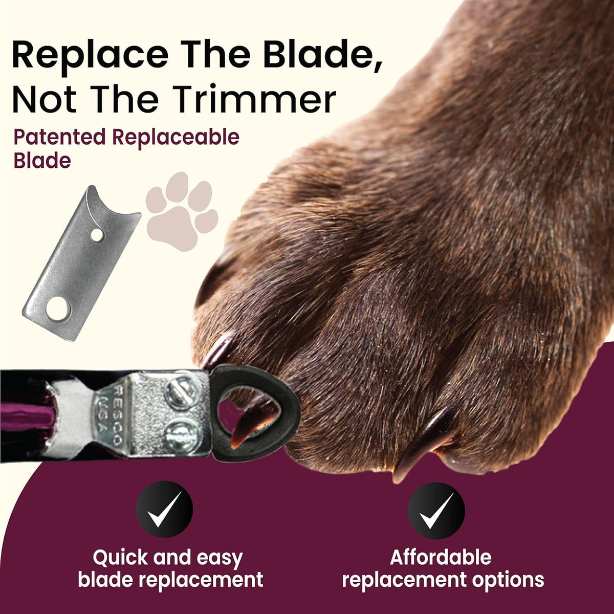 Resco Original Deluxe Dog, Cat, and Pet Nail/Claw Clippers. Best USA-Made Trimmer, More Colors &