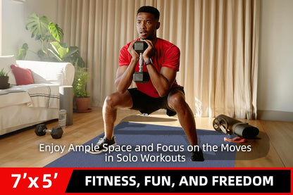 Large Exercise Mat for Home Workout,12‘x6’/10'x6'/9'x6'/8'x6'/7'x5'/6'x4' (7mm) Extra Thick Workout