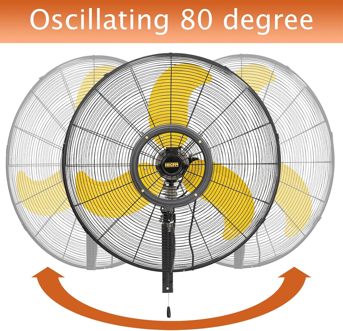 HiCFM 30 inch Misting Outdoor Oscillation Weatherproof Wall Mounted Fan with IP44 Enclosure Motor