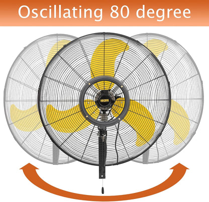 HiCFM 30 inch Misting Outdoor Oscillation Weatherproof Wall Mounted Fan with IP44 Enclosure Motor
