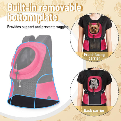 WOYYHO Pet Dog Carrier Backpack Small Dog Front Backpack Ventilated Mesh Dog Travel Back Pack with