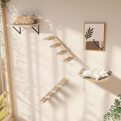 2PCS Cat Wall Shelves with Scratching Mat, 16.6x9.7 Inch Large Cat Wall Hammock Cats Furniture