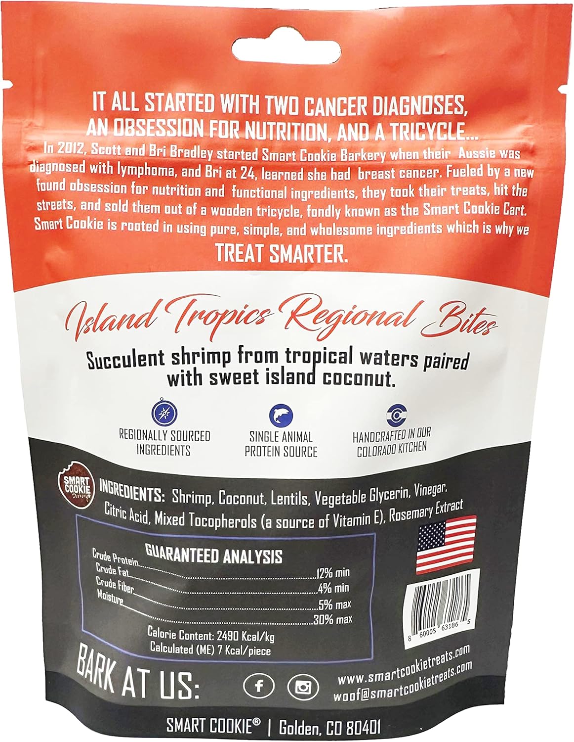Smart Cookie All Natural Soft Dog Treats - Shrimp & Coconut - Healthy Dog Treats for Allergies
