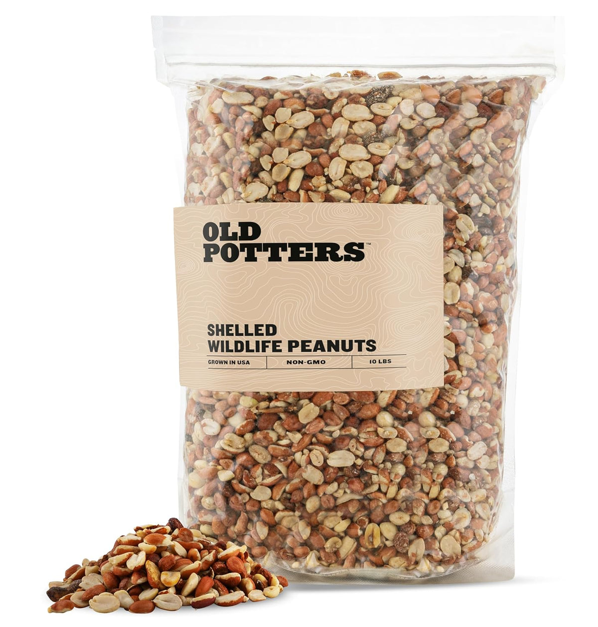 Old Potters Wildlife Shelled Peanuts, 10 lbs for Birds, Squirrels, and Wildlife. USA Grown Non-GMO