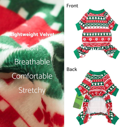 Fitwarm Dog Christmas Outfit, Holiday Pet Clothes for Small Dogs Boy Girl, Festive Pajamas with