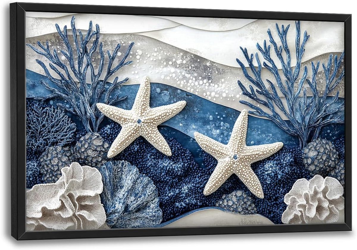 Large Starfish Nautical Wall Art for Living Room, Ocean Canvas Oversized Wall Decor, Sea Animal