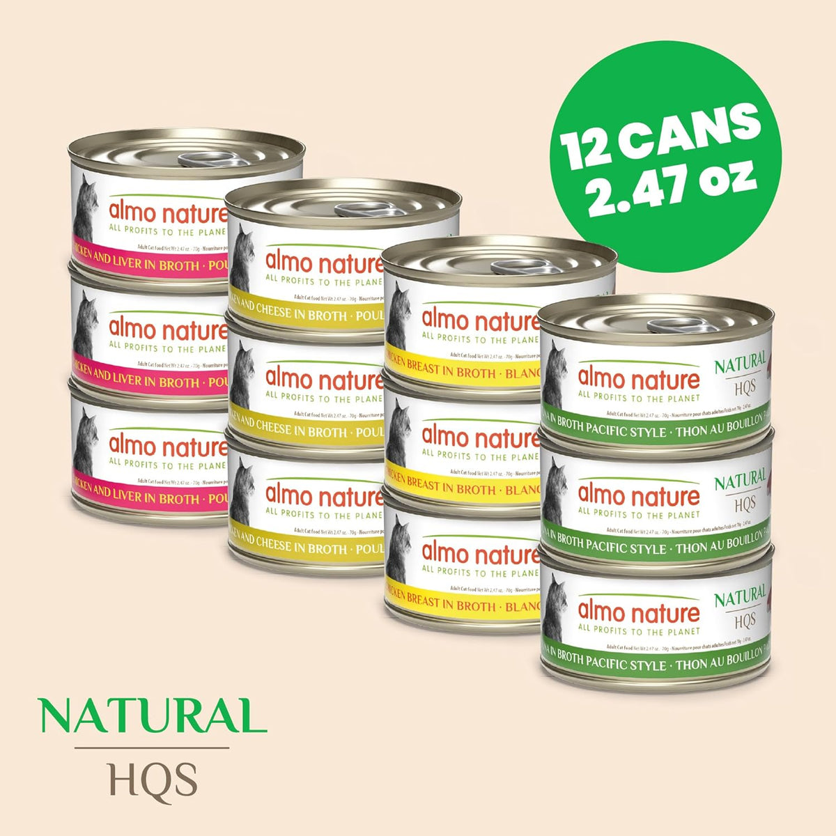 Almo Nature Wet Cat Food HQS Natural Rotational Diet Fish Selection & Chicken Drumstick - Variety