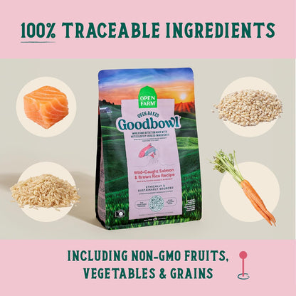 Open Farm Goodbowl, Oven-Baked Small Batch Dry Dog Food - Wild Caught Salmon & Brown Rice Recipe