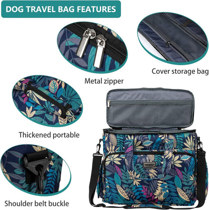 BAGLHER Dog Travel Bag, Pet Travel Bag (ALL Pet Travel Supplies), With 2 Pet Food Containers and 2