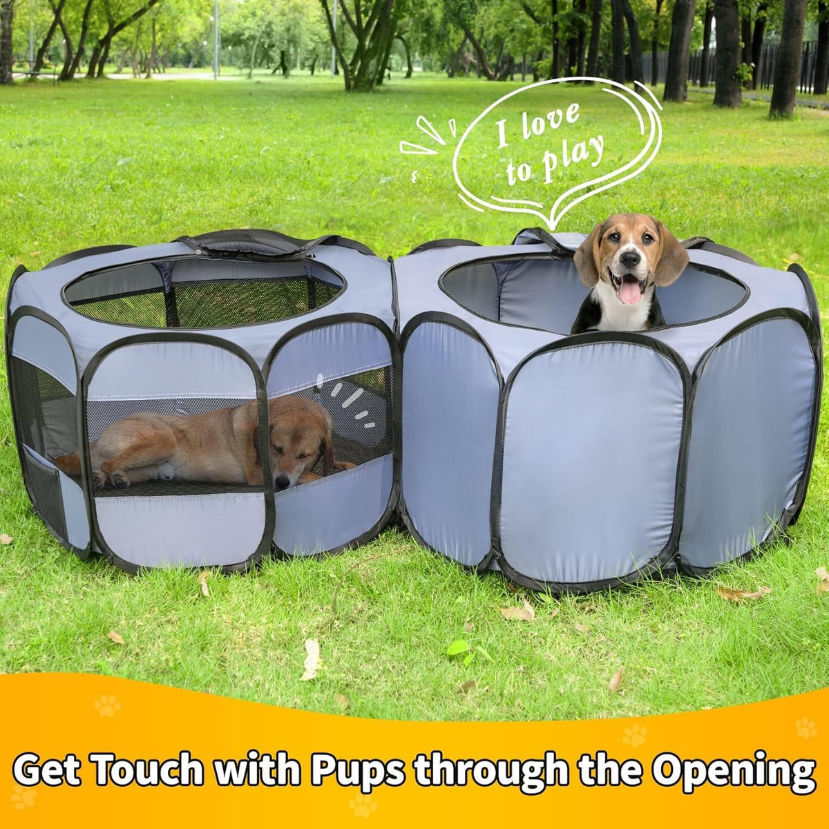 EighteenTek XLarge 2-in-1 Pop up Dog Playpen, Assembly-Free, with Leakproof Pet Pee Pads,Portable