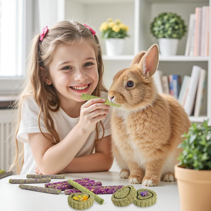 Sofier Timothy Hay Treats Rabbit Toys Bunny Guinea Pig Hamster Natural Chews for Teeth Handmade