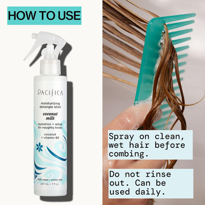 Pacifica Coconut Milk Hair Detangler Spray - Leave In Conditioner Spray, Detangling Elixir Suitable