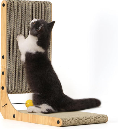 FUKUMARU Cat Scratcher, 18.9 Inch L Shape Cat Scratch Pad, Vertical Cat Scratcher Wall Mounted, Cat