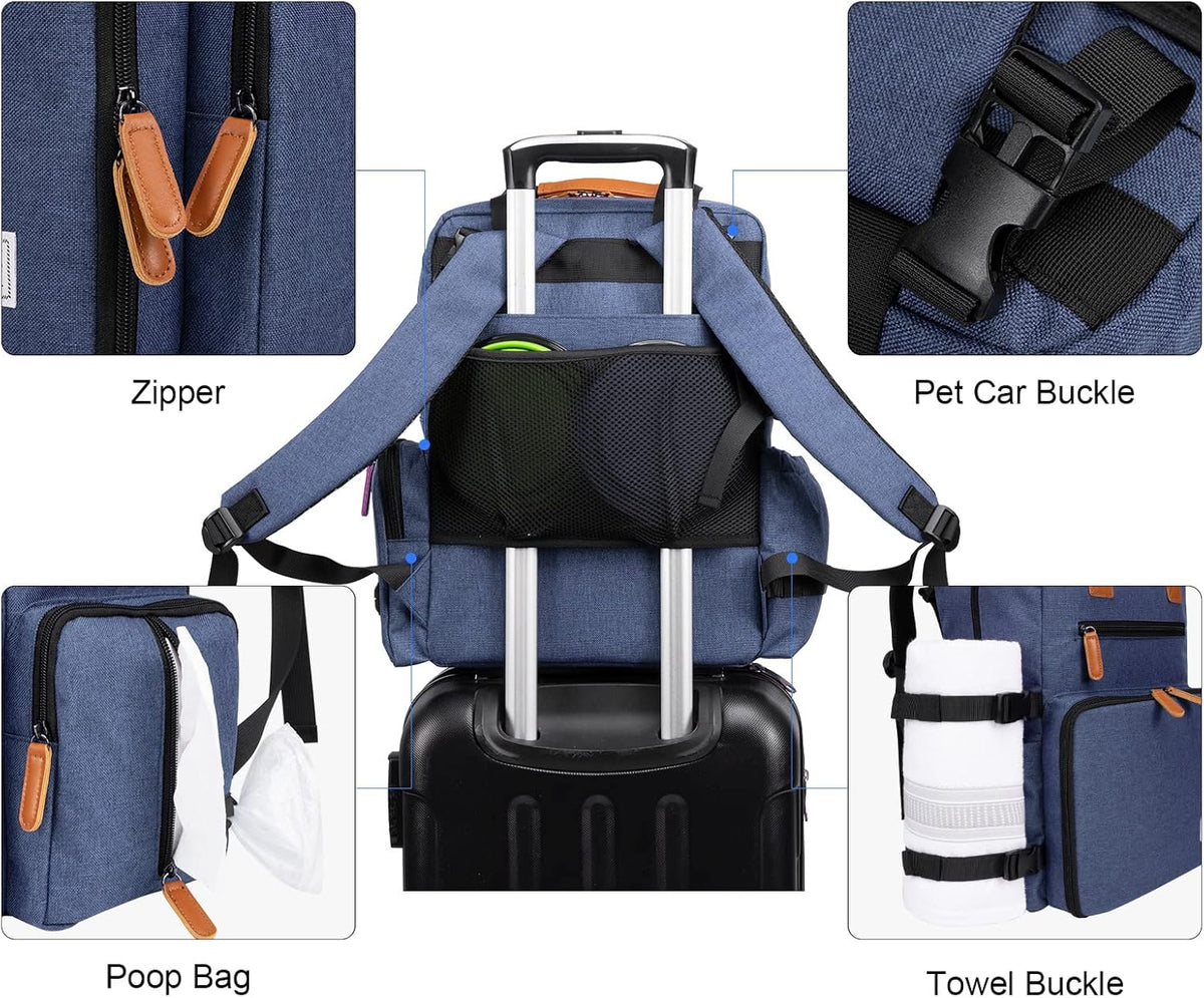 Modoker Dog Travel Bag - Airline Approved Backpack for Pet Accessories Organizer, Tote Weekend Bag