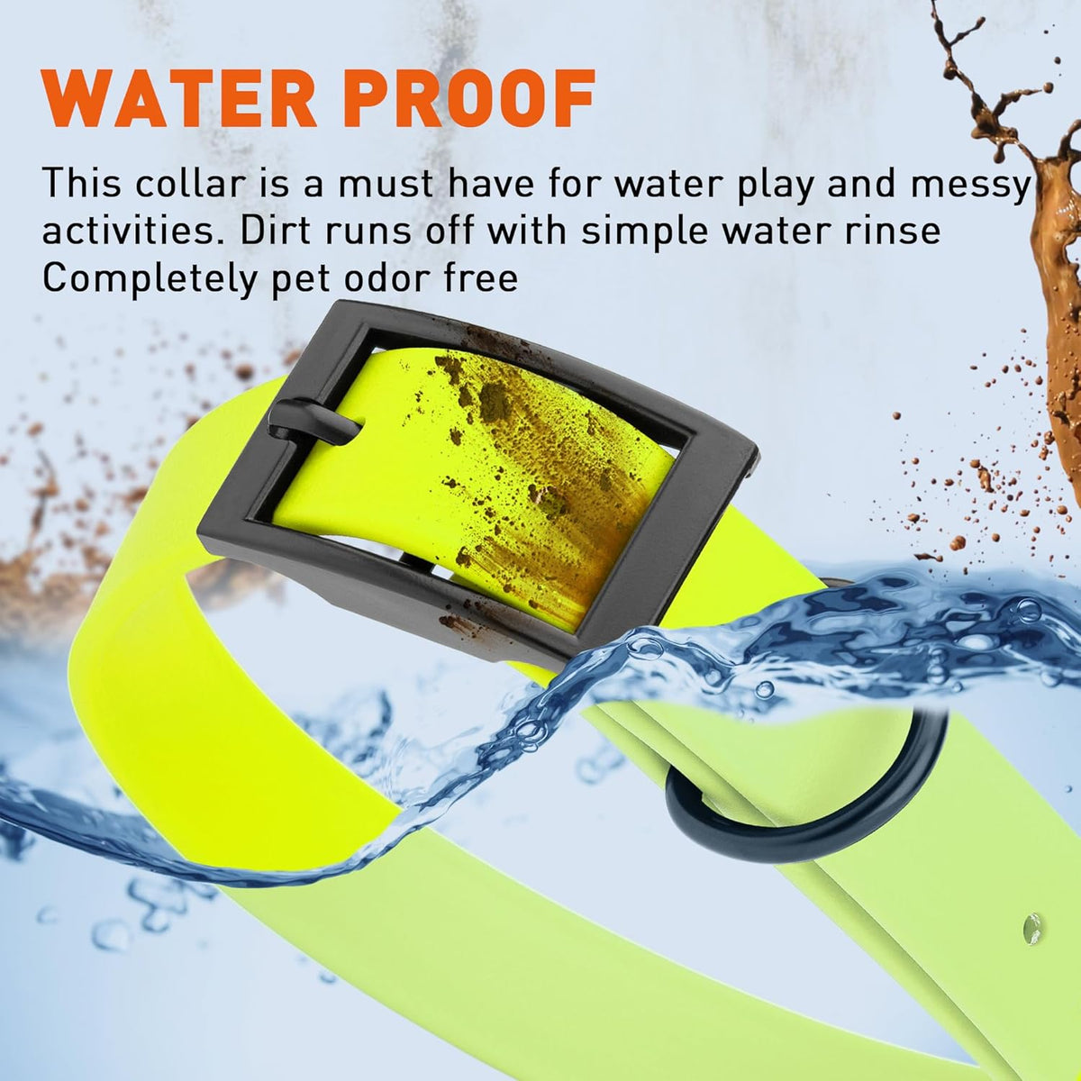 Dogline Biothane Waterproof Dog Collar Strong Coated Nylon Webbing with Black Hardware Odor- Proof