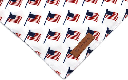 Realeaf American Flag Dog Bandanas 2 Pack, Triangle Reversible 4th of July Pet Scarf for Boy and