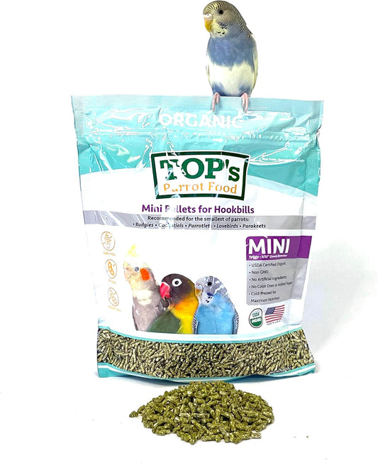 TOP's Parrot Food Mini Pellets Bird Food for Budgies, Cockatiels, Parrotlets, Lovebirds, Parakeets