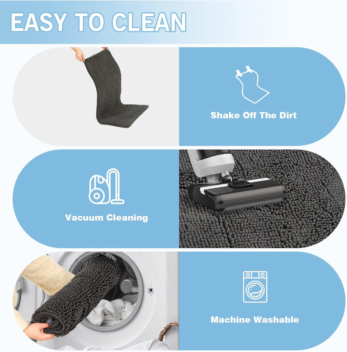Amyracel Dirt Trapping Door Mat, 24" x 72" Large Absorbent Dog Door Mat for Muddy Paws, Quick Dry