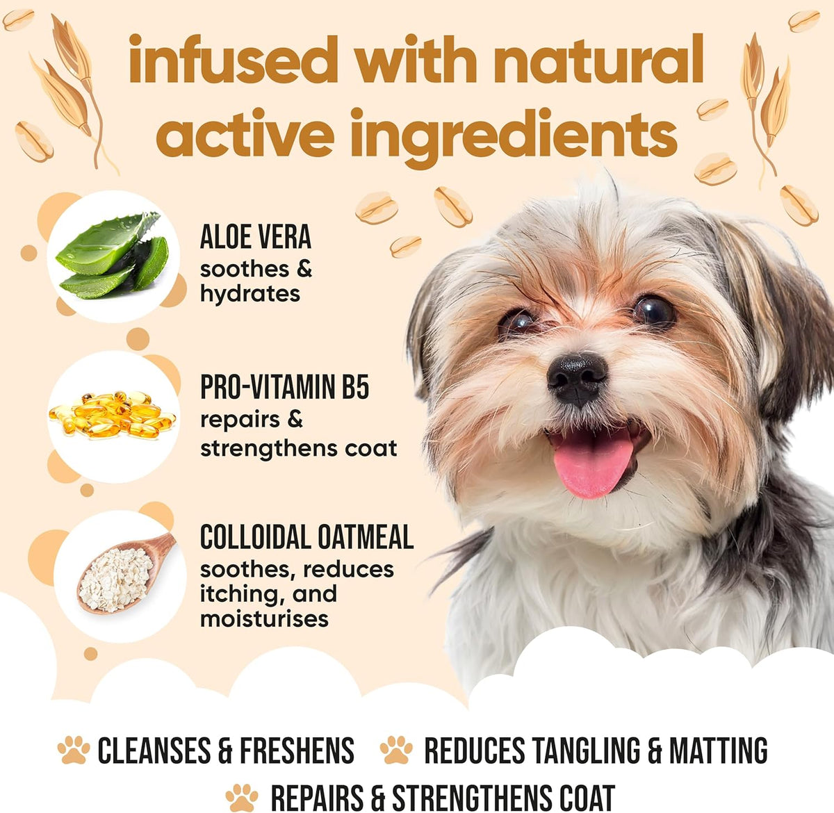 Oatmeal Dog Shampoo for Smelly Dogs (33.8oz) - Hypoallergenic & Itch Relief Formula, Gentle on
