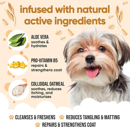 Oatmeal Dog Shampoo for Smelly Dogs (33.8oz) - Hypoallergenic & Itch Relief Formula, Gentle on