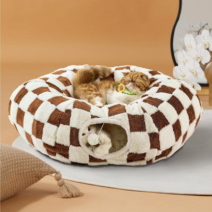 Lesure Cat Tunnel Bed for Indoor Cats - Cute Cat Donut Tunnel Toys for Small Large Cats with
