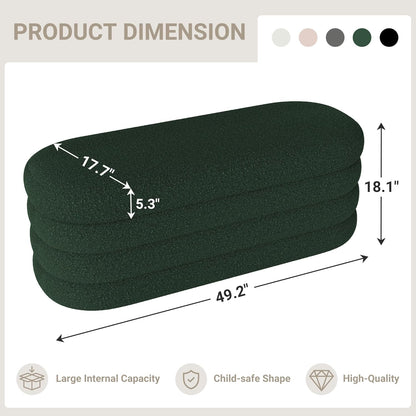 Storage Ottoman Bench 49.2 Inch Upholstered Fabric Storage Bench for Bedroom End of Bed Aesthetic