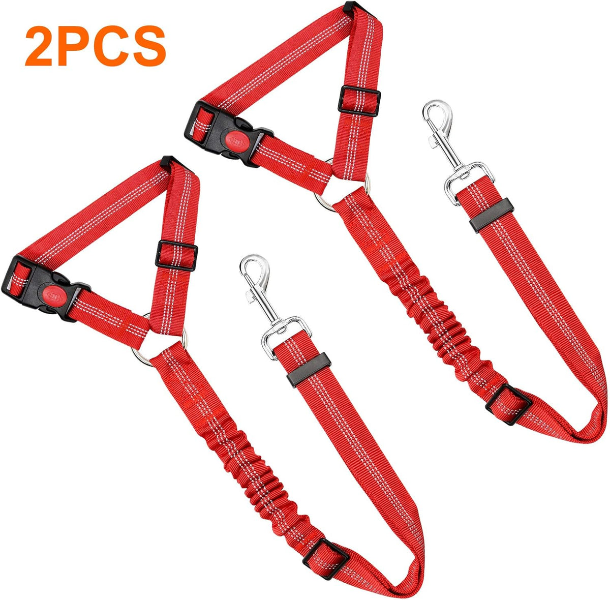 BWOGUE 2 Packs Dog Cat Safety Seat Belt Strap Car Headrest Restraint Adjustable Nylon Fabric Dog