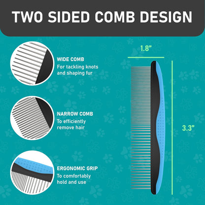 Maxpower Planet Pet Grooming Brush - Double Sided Shedding and Dematting Undercoat Rake Comb for