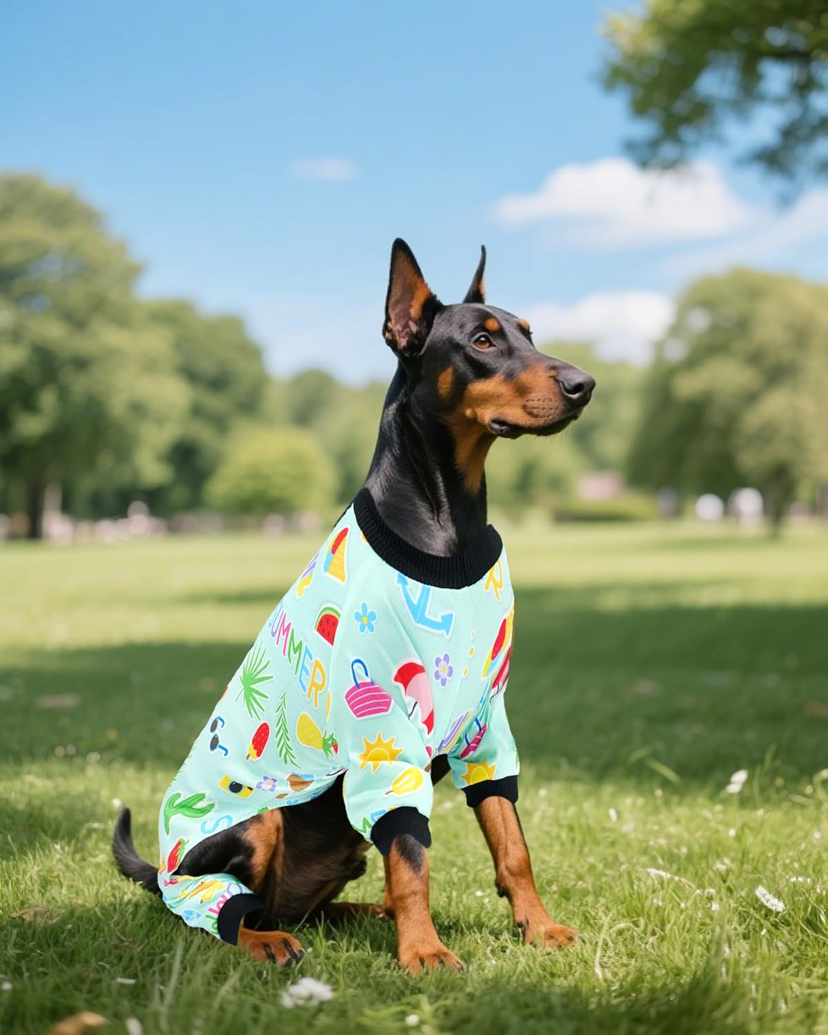 PET SHOW 4 Pack Dog Pajamas for Extra Large Dogs Girl Boy Watermelon Soft Stretchy PJs Whale Ice