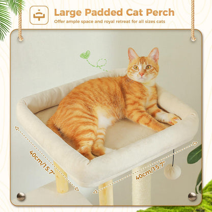 PAWZ Road Large Cat Tree, 53 Inches Modern Wooden Cat Tower for Indoor Large Cats, Multi-Level Cat