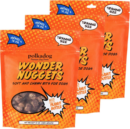 Polkadog Wonder Nuggets 3-Pack– Soft & Chewy Dog Treats with Peanut Butter – Healthy, Limited