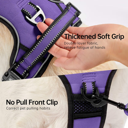NESTROAD No Pull Dog Harness,Adjustable Oxford Dog Vest Harness with Leash,Reflective No-Choke Pet