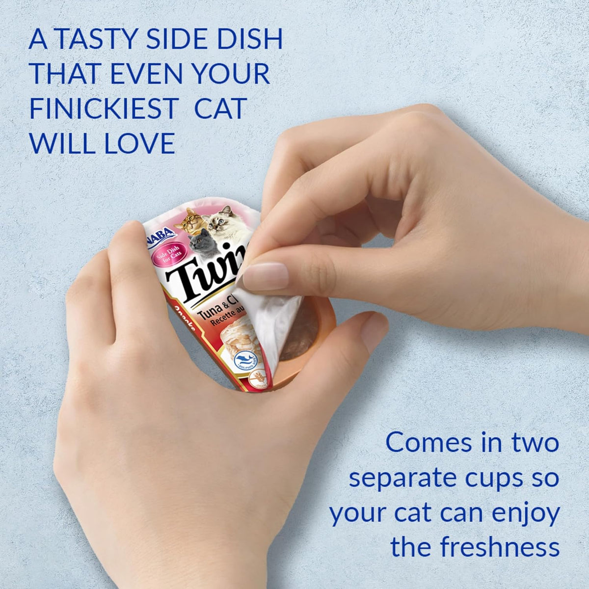 INABA Twins for Cats, Side Dish/Topper Cups, 1.23 Ounces per Serving, 16 Servings, Tuna & Chicken