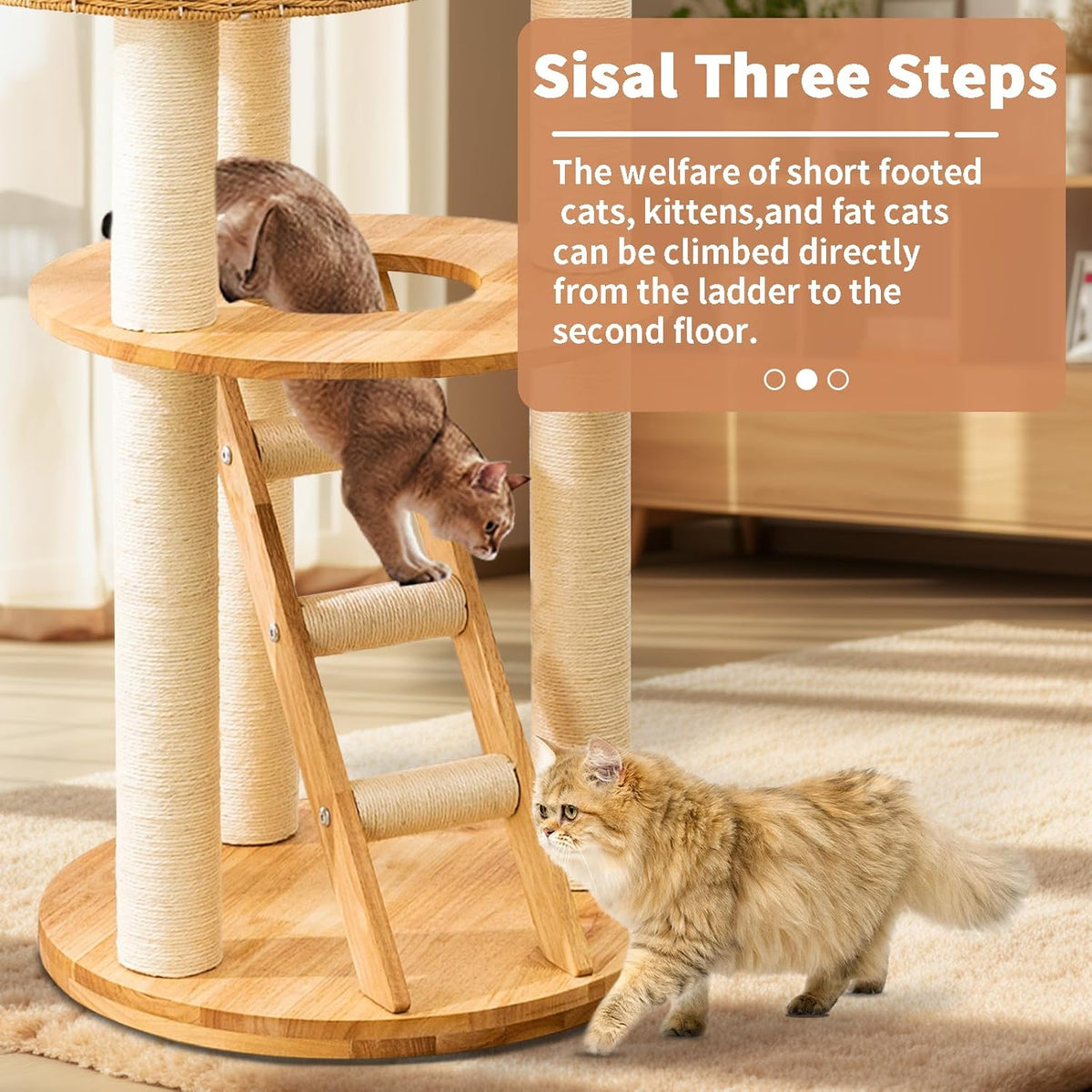 Big Modern Design Cat Tree Tower, Cat Tower Sisal-Covered Scratching Posts for Indoor Cats, Natural