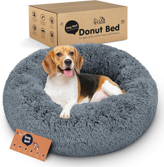 Donut Dog Bed - Premium Comfort for Anxiety Relief - Fluffy & Calming Design with Ultra-Plush