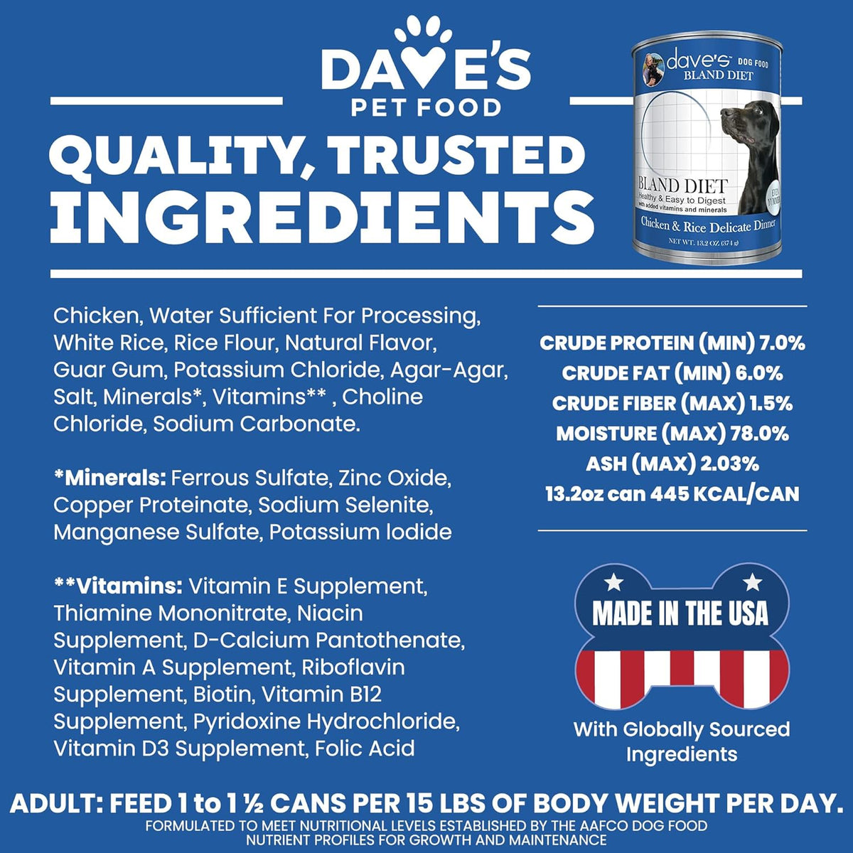 Dave's Pet Food Bland Diet Dog Food (Chicken & Rice), Sensitive Stomach, Easy to Digest