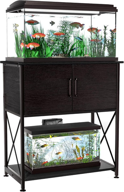 20-29 Gallon Aquarium Stand Metal Frame Fish Tank Stand with Cabinet Storage, for 20 Gallon Long