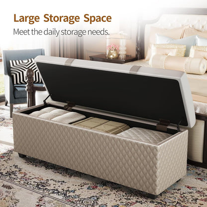 Ottoman with Storage 38 inches, Furniture End of Bed Storage Benches, Long Ottomans Bench with